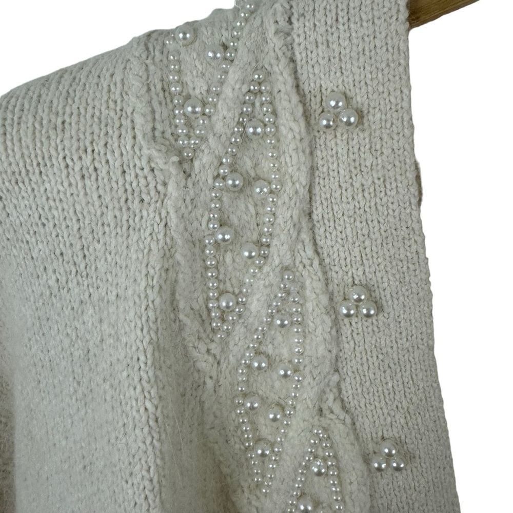 Vintage Angora Silk Cardigan by Private Party Size L Pearl Beaded Grannycore - Picture 5 of 11